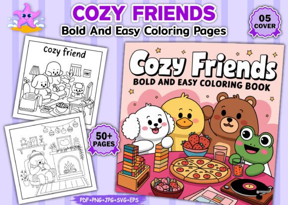 Download Cozy Friends Bold and Easy Coloring Book - Cozy friends bold and easy coloring book Collection