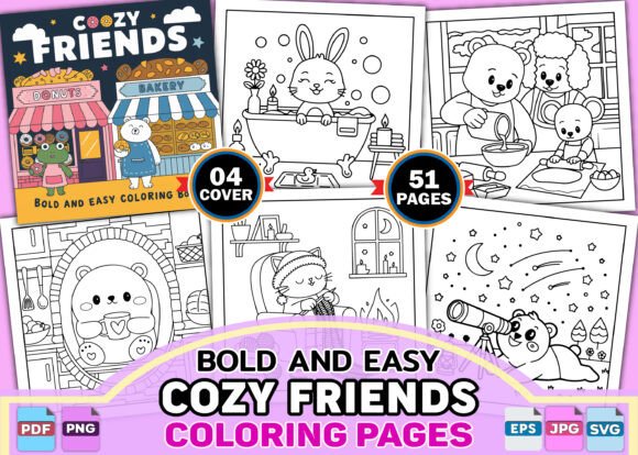 Download Bold Easy Cozy Friends Coloring Book - Cozy friends Collection