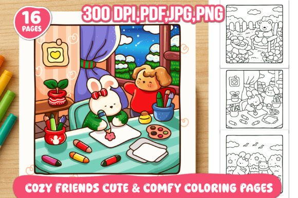 Download Cozy Friends Cute &amp; Comfy Coloring Pages - Cozy friends Collection