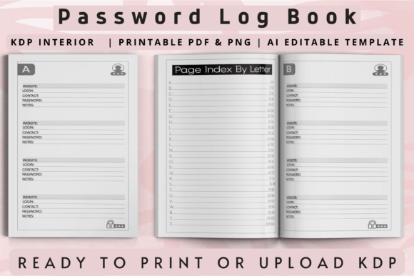 Download Password Log Book | Amazon KDP Interior - Amazon kdp interior Collection