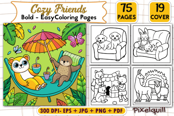 Download Bold and Easy Cozy Friends Coloring Page - Cozy friends Collection